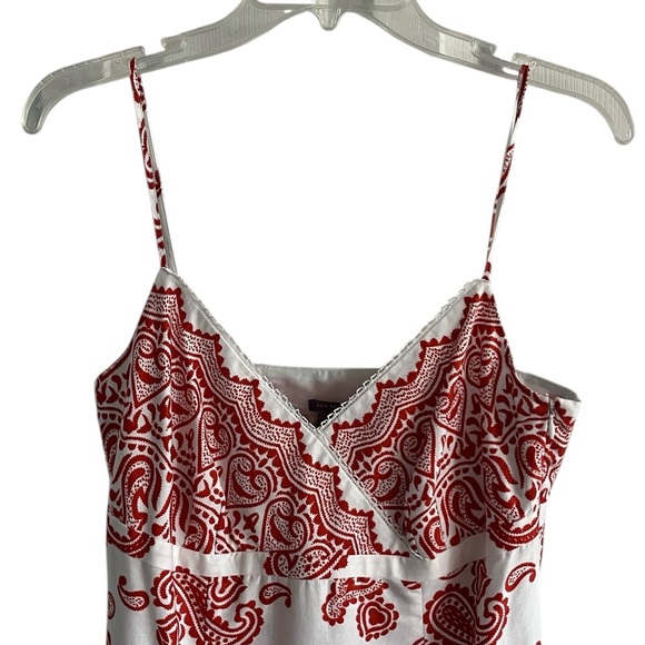 Ann Taylor Red Paisley Strappy Midi dress Size 6 - Picture 2 of 10